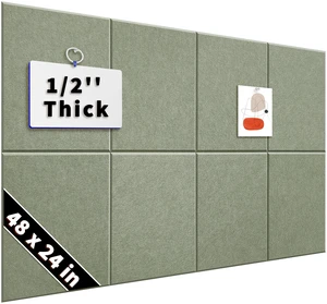 1/2'' Thick Felt Bulletin Cork Board Tiles for Walls Self Adhesive Frameless Corkboard Alternative, 1700g/m² Dense Felt Board Squares, Renter Friendly, Removable, Sage, 8 Pack 12x12 in 1/2'' Thick Felt Bulletin Cork Board Tiles for Walls Self Adhesive Frameless Corkboard Alternative, 1700g/m² Dense Felt Board Squares, Renter Friendly, Removable, Sage, 8 Pack 12x12 in