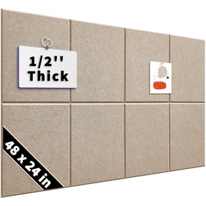 1/2'' Thick Felt Bulletin Board Squares, Dartboard Wall Protector 1700g/m² Ultra-Dense Felt Panels for Walls, Self Adhesive, Frameless, Modular, Renter Friendly, Removable, 8 Pack 12'' x 12'' 1/2'' Thick Felt Bulletin Board Squares, Dartboard Wall Protector 1700g/m² Ultra-Dense Felt Panels for Walls, Self Adhesive, Frameless, Modular, Renter Friendly, Removable, 8 Pack 12'' x 12''