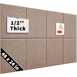 1/2'' Ultra Thick Felt Bulletin Pin Board Corkboard for Office Wall Half Inch Dense Polyester Felt Board, Frameless, Modular, Zero Crumbling, Removable Adhesive Tabs, 8 Pack 12'' Squares Tiles 1/2'' Ultra Thick Felt Bulletin Pin Board Corkboard for Office Wall Half Inch Dense Polyester Felt Board, Frameless, Modular, Zero Crumbling, Removable Adhesive Tabs, 8 Pack 12'' Squares Tiles