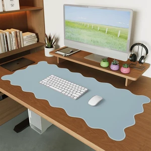 Blue Scalloped Mouse Mat, 35.4"x15.7" Computer Mat for Office Adorable Non-Slip Base Scalloped Mousepad for Home, Floral Desk Pad Stitched Edges for Study Office Computer Setup Blue Scalloped Mouse Mat, 35.4"x15.7" Computer Mat for Office Adorable Non-Slip Base Scalloped Mousepad for Home, Floral Desk Pad Stitched Edges for Study Office Computer Setup