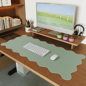 Keyboard Mat for Classroom, Green 35.4"x15.7" Desk Protector Modern Non-Slip Base Scalloped Mousepad for Study, Floral Desk Pad Stitched Edges for Travel Computer Work Station Keyboard Mat for Classroom, Green 35.4"x15.7" Desk Protector Modern Non-Slip Base Scalloped Mousepad for Study, Floral Desk Pad Stitched Edges for Travel Computer Work Station