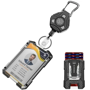Retractable Badge Holders, Heavy Duty Retractable Keychain Tactical ID Card Holder (Holds 5 Cards), ID Badge Holders with Metal Clip, 31.5" Badge Reel Retractable Badge Holders, Heavy Duty Retractable Keychain Tactical ID Card Holder (Holds 5 Cards), ID Badge Holders with Metal Clip, 31.5" Badge Reel
