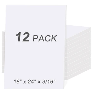 12 Pack White Foam Board 18" x 24", 3/16" (5MM) Thick Board Poster Acid-Free Foam Core, Double Sided Foamboard Sheets for Projects, Art, Craft, Presentations and Wedding Signage 12 Pack White Foam Board 18" x 24", 3/16" (5MM) Thick Board Poster Acid-Free Foam Core, Double Sided Foamboard Sheets for Projects, Art, Craft, Presentations and Wedding Signage