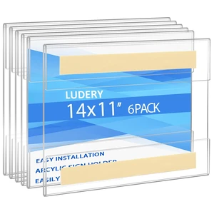 Acrylic Sign Holder 11x14 Horizontal, Clear Plastic Wall Mount Sign Holder Poster Paper Holder with Double Sided Adhesive Tape for Office, Home, Store, Restaurant-No Drilling(6 Pack) Acrylic Sign Holder 11x14 Horizontal, Clear Plastic Wall Mount Sign Holder Poster Paper Holder with Double Sided Adhesive Tape for Office, Home, Store, Restaurant-No Drilling(6 Pack)