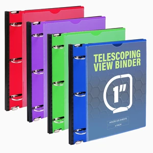 1 Inch Telescoping 3 Ring Binder 4 Pack, Expandable Flexible Binder with Customizable Front Cover & Clear Catalog Pocket, Holds 8.5"x11" Paper, Assorted Colors, School Office Supplies 1 Inch Telescoping 3 Ring Binder 4 Pack, Expandable Flexible Binder with Customizable Front Cover & Clear Catalog Pocket, Holds 8.5"x11" Paper, Assorted Colors, School Office Supplies