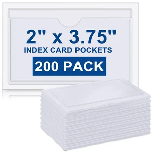 200 Pack 2.48 x 4.06 Inch Self Adhesive Label Pockets Bin Labels Bulk Plastic Holders Labels for Storage Bins, Waterproof Clear Index Card Sleeves, Classroom Nameplate Tote Photos Protect 200 Pack 2.48 x 4.06 Inch Self Adhesive Label Pockets Bin Labels Bulk Plastic Holders Labels for Storage Bins, Waterproof Clear Index Card Sleeves, Classroom Nameplate Tote Photos Protect