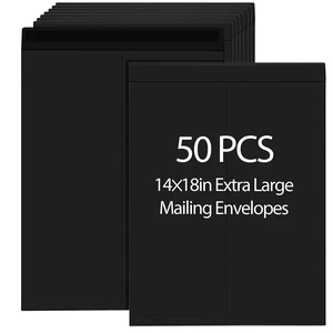 50 Pcs 14'' x 18'' Large Mailing Envelopes 32lb with Gummed Flaps Black Heavyweight Kraft Paper, Catalog Jumbo Size for Documents, Office Storage and Organizing Supplies, Self-seal Flap 50 Pcs 14'' x 18'' Large Mailing Envelopes 32lb with Gummed Flaps Black Heavyweight Kraft Paper, Catalog Jumbo Size for Documents, Office Storage and Organizing Supplies, Self-seal Flap