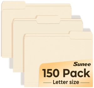 File Folders, 150 Pack Manilla Folders 8.5 x 11, 1/3 Cut Tab for Easy Labeling and Organization, Durable Standard Paper for Home, Office, School Filing File Folders, 150 Pack Manilla Folders 8.5 x 11, 1/3 Cut Tab for Easy Labeling and Organization, Durable Standard Paper for Home, Office, School Filing