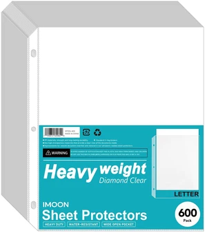 Heavyweight 3-Hole Letter Size Sheet Protectors - High Transparency Plastic Heavy Duty Sleeves for 3 Ring Binders, Archival Safe, Durable Page Protectors for Documents, 8.5x11 Inch (600 Pack) Heavyweight 3-Hole Letter Size Sheet Protectors - High Transparency Plastic Heavy Duty Sleeves for 3 Ring Binders, Archival Safe, Durable Page Protectors for Documents, 8.5x11 Inch (600 Pack)