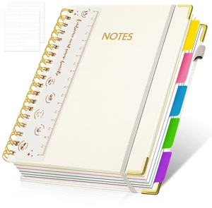 Hardcover Multi Subject Spiral Notebook with Tabs, Large B5 for Work White 300-Page College Ruled B5 Journal with Removable Dividers, Thick Paper, Tabbed Notebook for School and Office Hardcover Multi Subject Spiral Notebook with Tabs, Large B5 for Work White 300-Page College Ruled B5 Journal with Removable Dividers, Thick Paper, Tabbed Notebook for School and Office