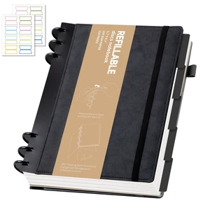Leather Notebooks for Work Refillable 224 Page Lined Journal for Men Black,100 GSM Thick 5 Subject Notebook with Removable Dividers Tabs Hardcover Notebook for School Note Taking, 6.1 x 8.3 Leather Notebooks for Work Refillable 224 Page Lined Journal for Men Black,100 GSM Thick 5 Subject Notebook with Removable Dividers Tabs Hardcover Notebook for School Note Taking, 6.1 x 8.3