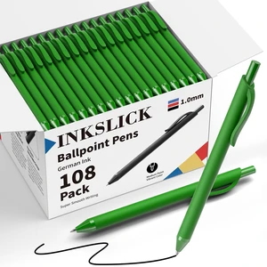 108 Pack Black Ink Pens Bulk Retractable Ballpoint Pens 1.0mm No Bleed Click Pens Medium Point Smooth Writing Pens for Work Servers Office Business (Green Barrel) 108 Pack Black Ink Pens Bulk Retractable Ballpoint Pens 1.0mm No Bleed Click Pens Medium Point Smooth Writing Pens for Work Servers Office Business (Green Barrel)