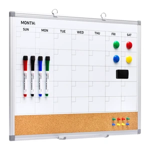 Magnetic Calendar Whiteboard & Corkboard Combo, 24 x 18 Inches 2-in-1 wall combo: monthly dry erase calendar + cork bulletin board, includes markers, eraser, magnets and push pins Magnetic Calendar Whiteboard & Corkboard Combo, 24 x 18 Inches 2-in-1 wall combo: monthly dry erase calendar + cork bulletin board, includes markers, eraser, magnets and push pins