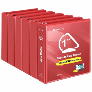 Heavy Sturdy 1 Inch Slant-D Ring 3 Ring Binder with Clear View Cover 1"Heavy Duty Slant-D Ring,PVC-Free 2.4mm Board,Holds 225 Letter Sheets,Commercial Bulk for Corporate Offices,6 Pack (Red) Heavy Sturdy 1 Inch Slant-D Ring 3 Ring Binder with Clear View Cover 1"Heavy Duty Slant-D Ring,PVC-Free 2.4mm Board,Holds 225 Letter Sheets,Commercial Bulk for Corporate Offices,6 Pack (Red)