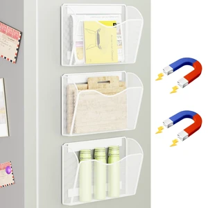 Magnetic File Holder - Heavy Duty Wall File Organizer for Refrigerator & Whiteboard - Strong Magnet Mail Holder & Magazine Rack, No Drilling Document Storage Basket for Office Cabinet Magnetic File Holder - Heavy Duty Wall File Organizer for Refrigerator & Whiteboard - Strong Magnet Mail Holder & Magazine Rack, No Drilling Document Storage Basket for Office Cabinet