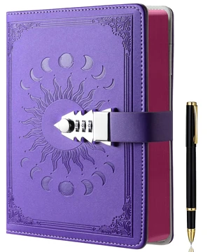 Journal with Lock for Girls Women,A5 224 Pages Lock Diary, Colorful Edge, Refillable, Leather Hardcover 8.5" × 5.9" - Purple Journal with Lock for Girls Women,A5 224 Pages Lock Diary, Colorful Edge, Refillable, Leather Hardcover 8.5" × 5.9" - Purple