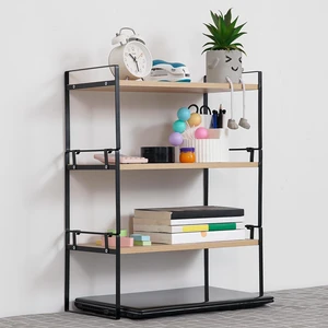 Desk Shelf Organizer for Top of Desk, 3-Tier Desktop Bookshelf, Black & Wood Desk Shelf Organizer for Top of Desk, 3-Tier Desktop Bookshelf, Black & Wood