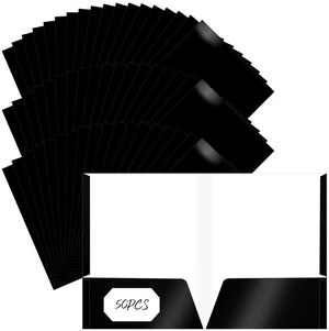 50 Pcs 2 Pocket Glossy Paper Folders Glossy Paper Laminated Portfolios, Letter Size, Presentation Folders with Pockets for Office Teacher Worker Supplies(Black Color) 50 Pcs 2 Pocket Glossy Paper Folders Glossy Paper Laminated Portfolios, Letter Size, Presentation Folders with Pockets for Office Teacher Worker Supplies(Black Color)