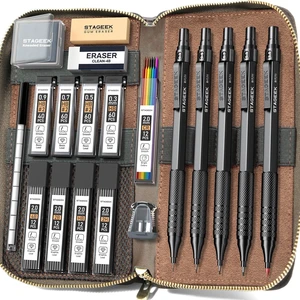 20Pcs Black Metal Mechanical Pencil Set with Leather Case 5PCS Art Drafting Pencils, 0.3, 0.5, 0.7, 0.9, 2.0MM Drawing Pencils, 9 Tube (4B 2B HB 2H Colors) Lead Refills, Erasers 20Pcs Black Metal Mechanical Pencil Set with Leather Case 5PCS Art Drafting Pencils, 0.3, 0.5, 0.7, 0.9, 2.0MM Drawing Pencils, 9 Tube (4B 2B HB 2H Colors) Lead Refills, Erasers