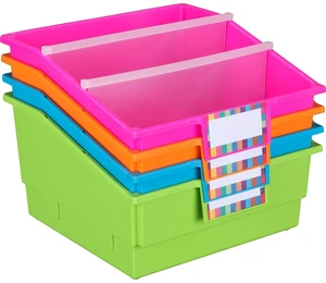 Neon Picture Book Classroom Library Bins, 4 Pack 13.5" x 13.5" x 7.75, Large Plastic Bin Organizers for Book Organization, Documents, Files, Magazines Neon Picture Book Classroom Library Bins, 4 Pack 13.5" x 13.5" x 7.75, Large Plastic Bin Organizers for Book Organization, Documents, Files, Magazines