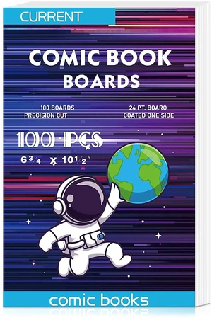 100 Comic Book Boards, Current Size Comic Book Boards, Acid-Free Backing Board,Thick and Durable Books Board for Regular Comics Archival (White) 100 Comic Book Boards, Current Size Comic Book Boards, Acid-Free Backing Board,Thick and Durable Books Board for Regular Comics Archival (White)