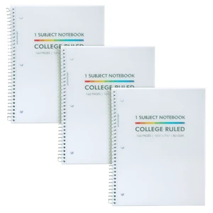 Single Subject Basics Notebook 3 Pack 10.5 x 7.5in Wire Bound Notepads with 160 Pages, 80 Sheets of 80GSM Paper Features 3-Hole Punch Margins and Clear Polypropylene Cover Single Subject Basics Notebook 3 Pack 10.5 x 7.5in Wire Bound Notepads with 160 Pages, 80 Sheets of 80GSM Paper Features 3-Hole Punch Margins and Clear Polypropylene Cover
