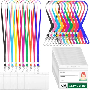 100 Sets Name Tag Lanyards Bulk, Plastic Badge Holders, Multicolor Clear Plastic Horizontal Lanyard,Cruise Necklace,with ID Badge Holder,for Business School Events Conferences 100 Sets Name Tag Lanyards Bulk, Plastic Badge Holders, Multicolor Clear Plastic Horizontal Lanyard,Cruise Necklace,with ID Badge Holder,for Business School Events Conferences