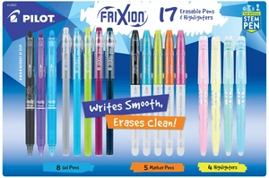 FriXion Erasable Gel Pens, Markers & Highlighters, Assorted, 17-Pack Write, color and erase, FriXion erasable gel pens, marker pens and highlighters, assorted colors for notes and journaling FriXion Erasable Gel Pens, Markers & Highlighters, Assorted, 17-Pack Write, color and erase, FriXion erasable gel pens, marker pens and highlighters, assorted colors for notes and journaling
