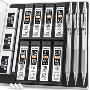 Metal Mechanical Pencil Set with Case, 0.5mm Art Pencil, 3 Pack Mechanical Pencil Bulk, 480PCS HB Lead Refills, 3 Erasers,9 Eraser Refills For Writing Drafting, Drawing, Sketching Metal Mechanical Pencil Set with Case, 0.5mm Art Pencil, 3 Pack Mechanical Pencil Bulk, 480PCS HB Lead Refills, 3 Erasers,9 Eraser Refills For Writing Drafting, Drawing, Sketching