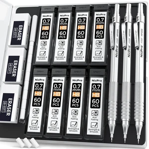 0.7mm Metal Mechanical Pencil Set with Case 3PCS MP1000 0.7 Lead Pencil With 8 Tube HB Refills, 3 Erasers & 9 Refill For Artist Drafting Drawing Engineering Sketching 0.7mm Metal Mechanical Pencil Set with Case 3PCS MP1000 0.7 Lead Pencil With 8 Tube HB Refills, 3 Erasers & 9 Refill For Artist Drafting Drawing Engineering Sketching