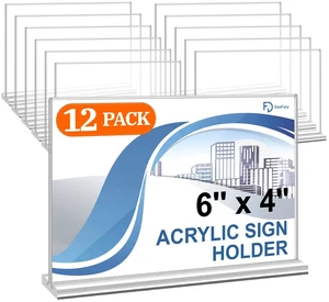 Acrylic Sign Holder 4 x 6 Horizontal, 12 Pack Double-Sided Acrylic Sign Holder 4 x 6 Horizontal, 12 Pack Double-Sided