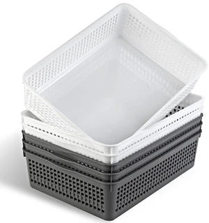 A4 Size Plastic Storage Basket,Desktop File Paper Letter Organizer Tray, 6-Packs (White+Grey) A4 Size Plastic Storage Basket,Desktop File Paper Letter Organizer Tray, 6-Packs (White+Grey)