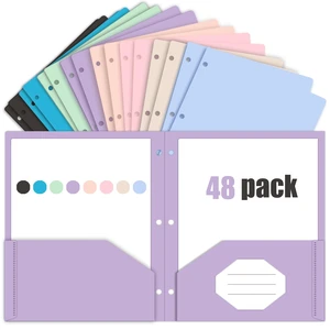 3 Hole Pocket Folders, Plastic Pocket Folders for 3 Ring Binder, 2 Pockets Binder Folders with Business Card Slot for School, Office, Home Organization Letter Size 48 Packs 3 Hole Pocket Folders, Plastic Pocket Folders for 3 Ring Binder, 2 Pockets Binder Folders with Business Card Slot for School, Office, Home Organization Letter Size 48 Packs