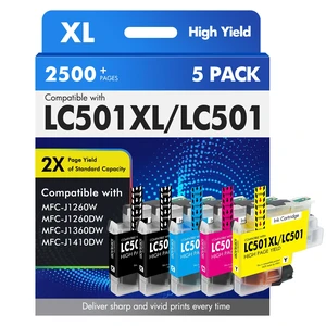 LC501XL LC501 MFC-J1360DW Ink Cartridges for Brother Printer MFC-J1260W Compatible for Brother LC 501 XL MFC-J1410DW MFC J1360DW J1260W J1260DW J1410DW Series Printer (5 Pack 2BKCMY) LC501XL LC501 MFC-J1360DW Ink Cartridges for Brother Printer MFC-J1260W Compatible for Brother LC 501 XL MFC-J1410DW MFC J1360DW J1260W J1260DW J1410DW Series Printer (5 Pack 2BKCMY)