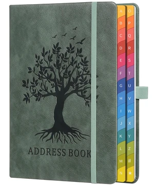 Address Book with Colorful Alphabetical Tabs, 5.8" × 8.4", Sage Green Hardcover, 600+ Contacts, Large Print Contact Organizer for Seniors, with Website & Password Pages, Back Pocket Address Book with Colorful Alphabetical Tabs, 5.8" × 8.4", Sage Green Hardcover, 600+ Contacts, Large Print Contact Organizer for Seniors, with Website & Password Pages, Back Pocket