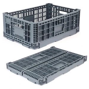 Collapsible Milk Crates 52L, Plastic Folding Storage Crate with Handle, Heavy Duty Storage Bins for Organizing Tools, Books, Food, Drinks, Camping & Transport Collapsible Milk Crates 52L, Plastic Folding Storage Crate with Handle, Heavy Duty Storage Bins for Organizing Tools, Books, Food, Drinks, Camping & Transport
