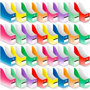 32 Pcs Cardboard Magazine File Holders Organizer, Gradient, Classic Foldable Magazine Boxes with Label Stickers, 8 Colors for Document Filing, Desk Storage Organizer for Office School 32 Pcs Cardboard Magazine File Holders Organizer, Gradient, Classic Foldable Magazine Boxes with Label Stickers, 8 Colors for Document Filing, Desk Storage Organizer for Office School