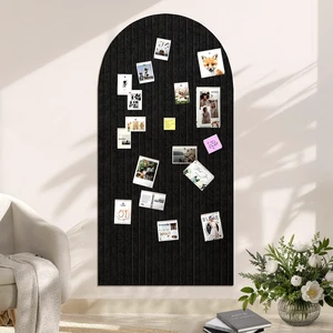 Large Arched Felt Bulletin Board, 48"x24", Black Cork Board Alternative, 3 Foldable Adhesive Tiles, 50 Push Pins, Office Wall Decor, Pin Boards for Pictures & Photos Display Large Arched Felt Bulletin Board, 48"x24", Black Cork Board Alternative, 3 Foldable Adhesive Tiles, 50 Push Pins, Office Wall Decor, Pin Boards for Pictures & Photos Display