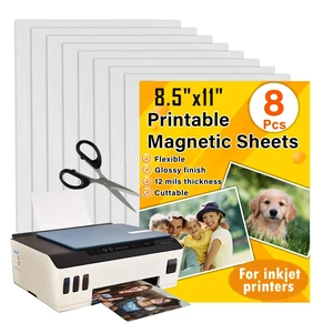 Printable Magnetic Sheets 8.5 x 11, Glossy 8 Pcs for Inkjet Printers Print Paper Non-Adhesive Backing, 12 mil, Flexible Magnet Photos for DIY Crafts, Refrigerator, Classroom and Office Decor Printable Magnetic Sheets 8.5 x 11, Glossy 8 Pcs for Inkjet Printers Print Paper Non-Adhesive Backing, 12 mil, Flexible Magnet Photos for DIY Crafts, Refrigerator, Classroom and Office Decor
