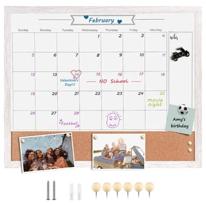 Dry Erase Calendar Whiteboard for Wall, Large Combination Magnetic Dry Erase White Board & Bulletin Board, 23.6" x 31.5" Wood Framed Calendar/Cork Combo Board(WH-6080) Dry Erase Calendar Whiteboard for Wall, Large Combination Magnetic Dry Erase White Board & Bulletin Board, 23.6" x 31.5" Wood Framed Calendar/Cork Combo Board(WH-6080)