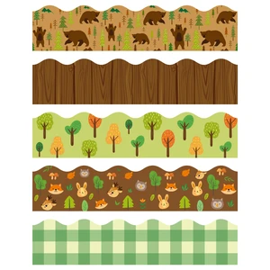 80Pcs Woodland Animals Bulletin Board Borders Back to School Brown and Green Bear Wood Grain Plaid Scalloped Border Trim Elementary Kindergarten Preschool Classroom Chalkboard Party Decoration 80Pcs Woodland Animals Bulletin Board Borders Back to School Brown and Green Bear Wood Grain Plaid Scalloped Border Trim Elementary Kindergarten Preschool Classroom Chalkboard Party Decoration