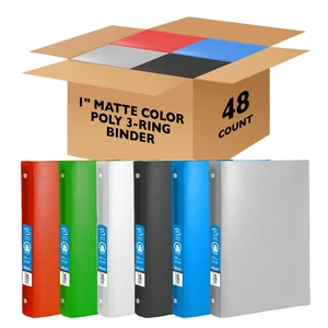 1" Matte Color Poly 3-Ring Binder w/ Pocket for School, Home, or Office (Case of 48) (3132-48) 1" Matte Color Poly 3-Ring Binder w/ Pocket for School, Home, or Office (Case of 48) (3132-48)