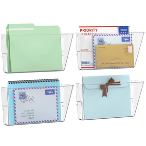 Single Pocke Wall Mount File Holder Organizer (Clear, 4 Pack) Acrylic Hanging Wall Organizer, Plastic Wall Mount Mails Magazines Organizer for Office and Home Single Pocke Wall Mount File Holder Organizer (Clear, 4 Pack) Acrylic Hanging Wall Organizer, Plastic Wall Mount Mails Magazines Organizer for Office and Home