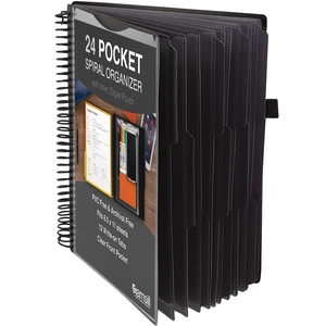 Spiral Folder Organizer - 12 Dividers & 24 Pockets with Notepad Holder, Multi Pocket Color Cordinated Folder Binder with Customizable Tabs, Document Organizer (Grey) Spiral Folder Organizer - 12 Dividers & 24 Pockets with Notepad Holder, Multi Pocket Color Cordinated Folder Binder with Customizable Tabs, Document Organizer (Grey)