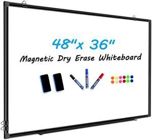 48"x36" Magnetic White Board Dry Erase Wall Mount Whiteboard - Office Home Classrooms White Board Hanging Writing Board with Black Aluminum Frame 48"x36" Magnetic White Board Dry Erase Wall Mount Whiteboard - Office Home Classrooms White Board Hanging Writing Board with Black Aluminum Frame