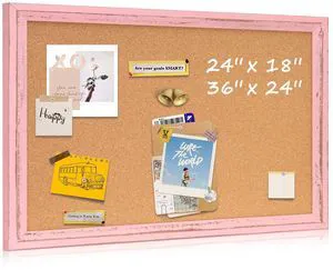 Cork Board Bulletin Board, 36"x24" Corkboard for Wall Pink Wooden Frame, Decorative Pin Board, Message Board, Notice Board, Vision Board for Home, Office, Kitchen Cork Board Bulletin Board, 36"x24" Corkboard for Wall Pink Wooden Frame, Decorative Pin Board, Message Board, Notice Board, Vision Board for Home, Office, Kitchen