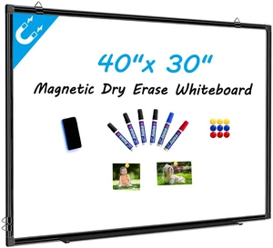 40"x30" Magnetic White Board Dry Erase Wall Mount Whiteboard - Office Home Classrooms White Board Hanging Writing Board with Black Aluminum Frame 40"x30" Magnetic White Board Dry Erase Wall Mount Whiteboard - Office Home Classrooms White Board Hanging Writing Board with Black Aluminum Frame