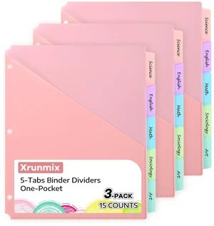 5 Tabs Dividers with Pockets for 3 Ring Binder, 15 Counts Binder Dividers for US Letter Size, Binder Dividers with Tabs for School Office and Home Organization, 5 Pastel Color (3) 5 Tabs Dividers with Pockets for 3 Ring Binder, 15 Counts Binder Dividers for US Letter Size, Binder Dividers with Tabs for School Office and Home Organization, 5 Pastel Color (3)