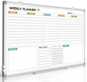 Weekly Dry Erase Calendar Whiteboard with Corkboard, 30" x 20", Silver Magnetic, White Board Cork Board Combo, Double Sided, Wall Mounted, Aluminum Frame, for Home, Office, Kitchen, Dorm Weekly Dry Erase Calendar Whiteboard with Corkboard, 30" x 20", Silver Magnetic, White Board Cork Board Combo, Double Sided, Wall Mounted, Aluminum Frame, for Home, Office, Kitchen, Dorm