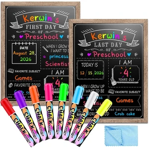 12 x 16 in First Day of School Board Sign for All Grades Student, Wood Frame Back to School Chalkboard Sign for Kids 1st and Last Day, Double-Side, with 8 Dry Erase Markers & 1 Wipe Cloth 12 x 16 in First Day of School Board Sign for All Grades Student, Wood Frame Back to School Chalkboard Sign for Kids 1st and Last Day, Double-Side, with 8 Dry Erase Markers & 1 Wipe Cloth